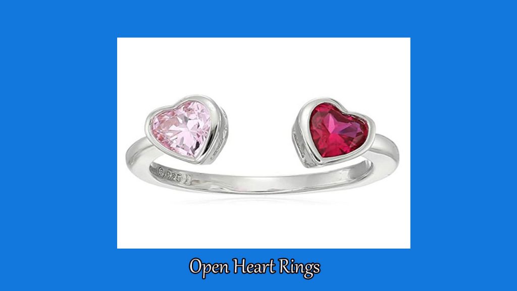 Buy Platinum-Plated Sterling Silver Swarovski Zirconia Open Heart Rings