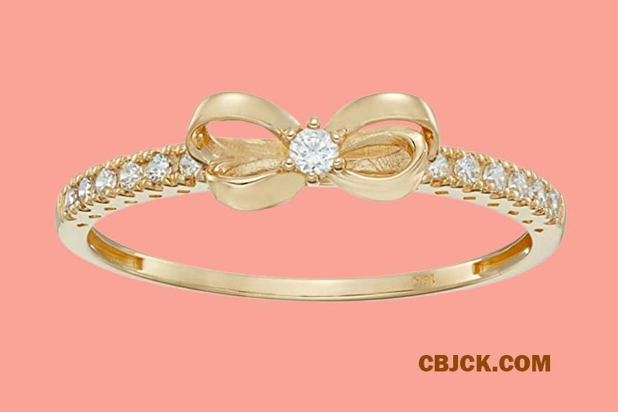 Gold Dainty Bow Ring set